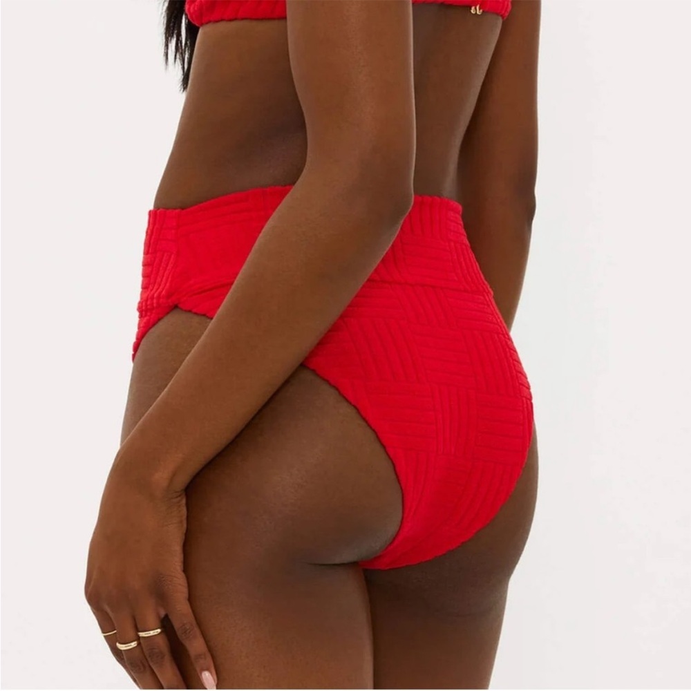Beach Riot Highway Highwaist Terry Red Bikini Bottoms Size M - Picture 4 of 10